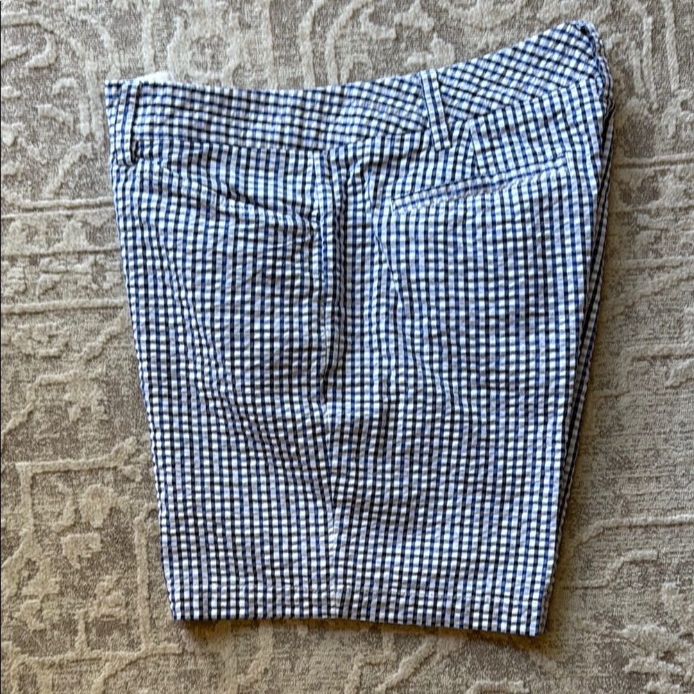 Lands' End Women's Navy and White Plaid Shorts